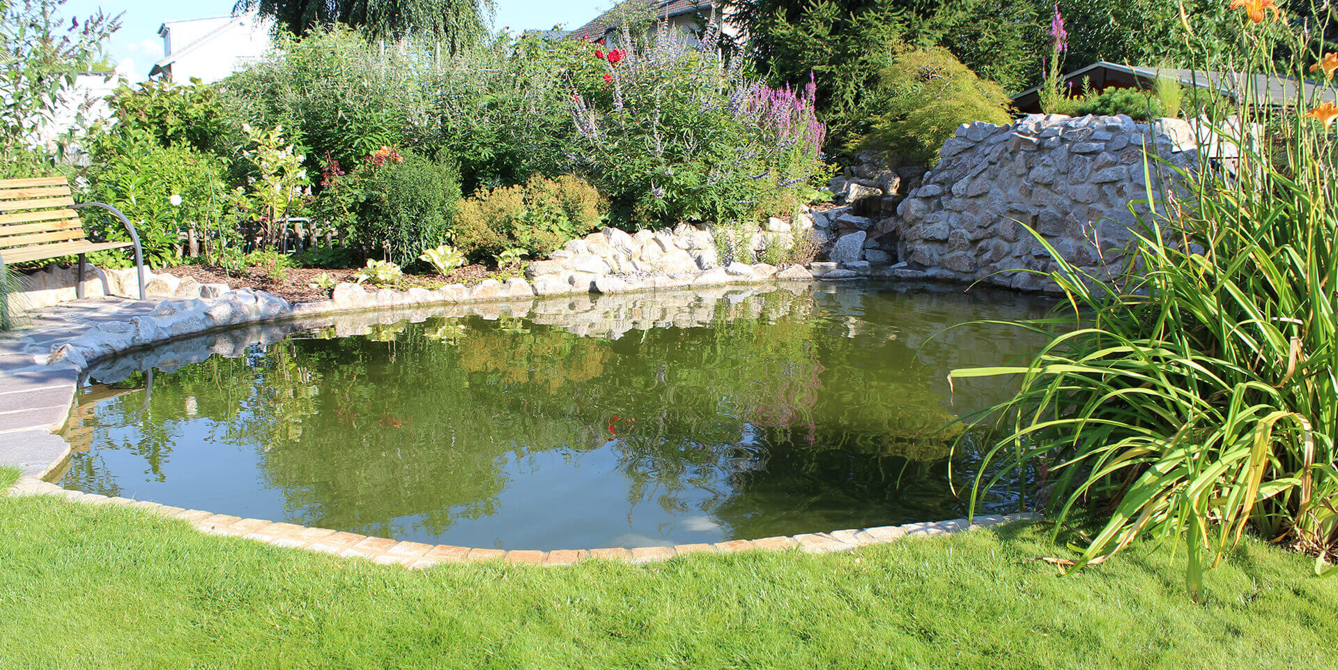 Garten-Bewässerungsanlagen, Gartenteiche, KOI-Teiche und Schwimmteiche, Brunnenanlagen
